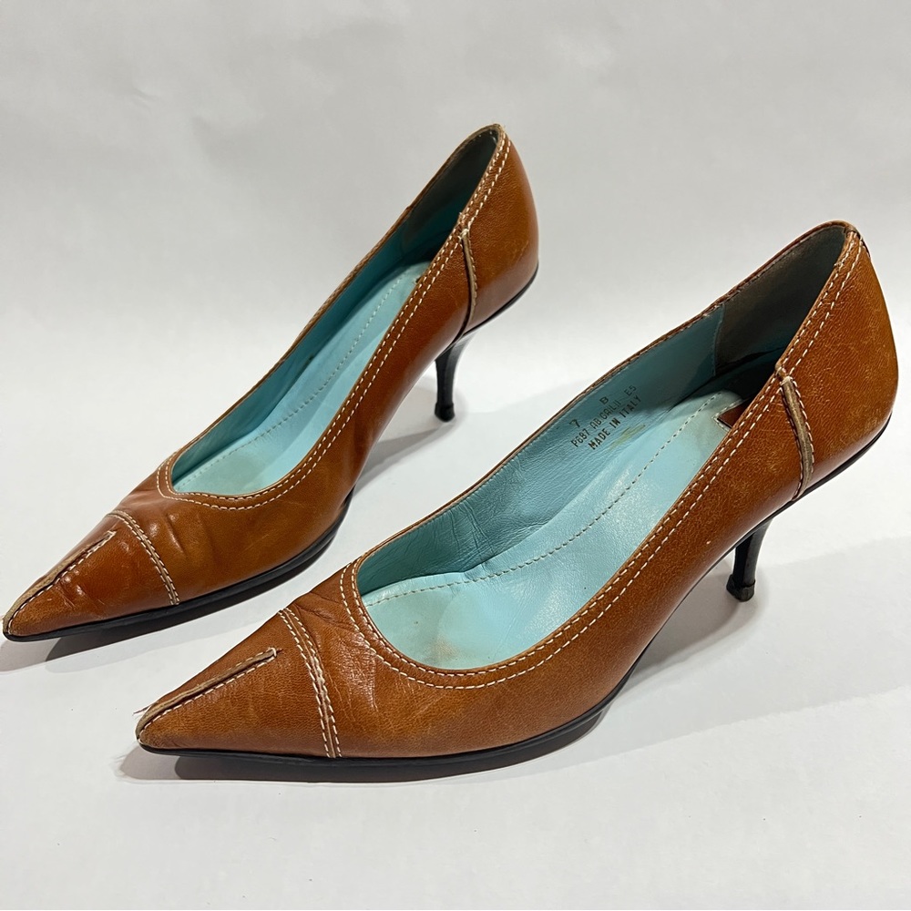 COACH Luggage Leather Brown Kitten Heels 7